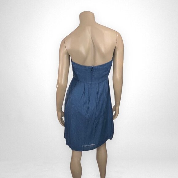 J. CREW Lorelei Beach Strapless Blue Dress in Embossed Silk 8 - Picture 3 of 9